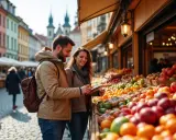Para dowiedzieć się, ile kosztuje obiad w Czechach, przegląda rynek z owocami.