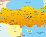Mapa Turcji z zaznaczonymi miastami i granicami, otoczona przez morza i inne kraje.
