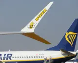 Samolot Buzz z pszczółką i napisami "BUZZ" oraz Ryanair. Czy to oznacza, że lot czarterowy co to jest, jest obsługiwany przez te linie?