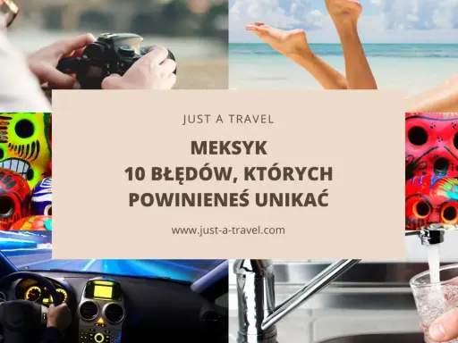 Kolaż zdjęć: ręce z aparatem, plaża, kolorowe czaszki, wnętrze samochodu, nalewanie wody do szklanki.
